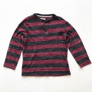 Old navy gray/maroon stripe Henley LS top EUCM(8Y)